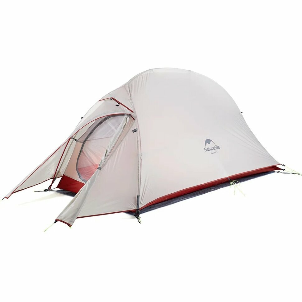 Палатка Naturehike Сloud up 1 NH18T010-T одноместная сверхлегкая с ковриком серо-красная, 6927595730522